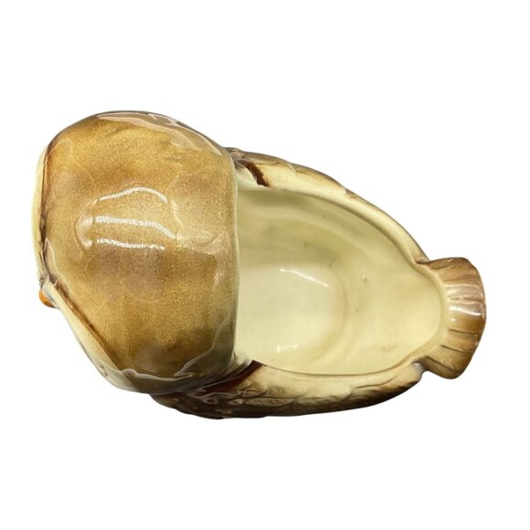 Vintage Owl Ceramic Planter Pot Brown & Cream Glossy Finish Andrea by Sadek - Picture 6 of 7